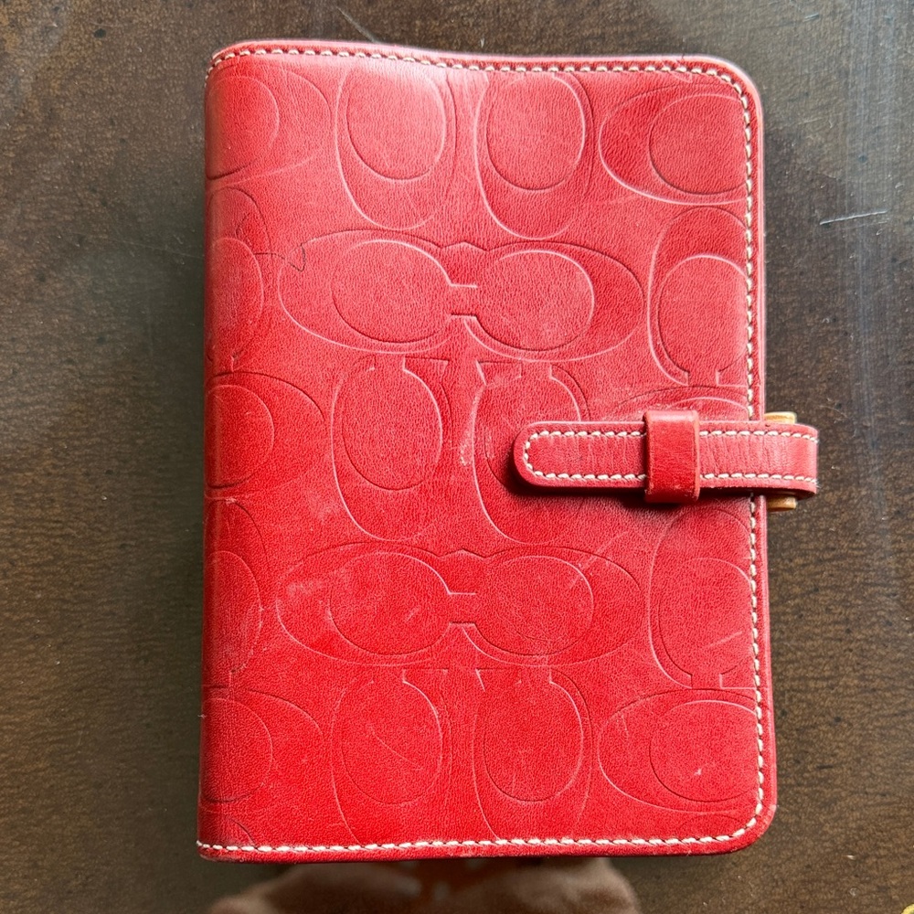 Coach Red and Tan Leather Wallet